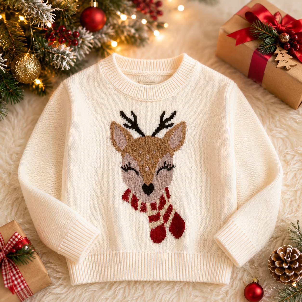 Cozy Reindeer Youth Sweater